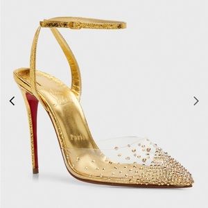 Christian louboutin Spikaqueen Crystal Ankle-Strap Red Sole Pumps size 39 NIB